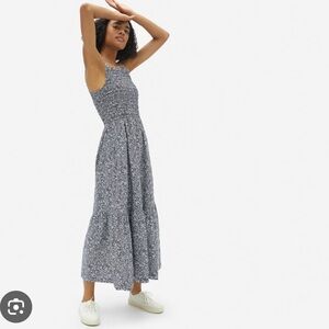 Everlane The Smock Navy Floral Dress, Size 4